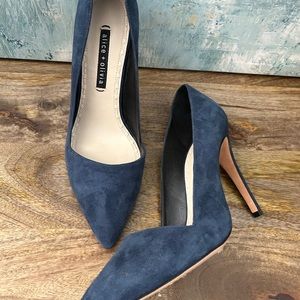 ALICE + OLIVIA Blue Suede Pointed Heels